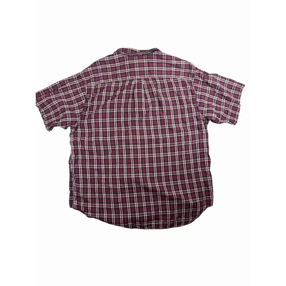 VTG Polo Jeans Co Ralph Lauren Shirt Mens L Burgundy Plaid Flag Pocket Cotton